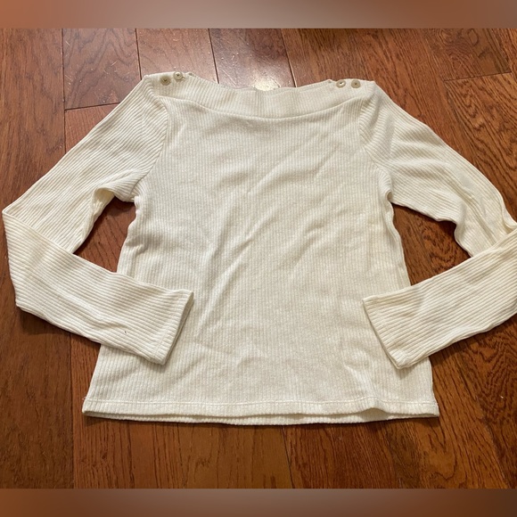 Madewell Boatneck Button Long Sleeve Top NWT - Picture 1 of 8